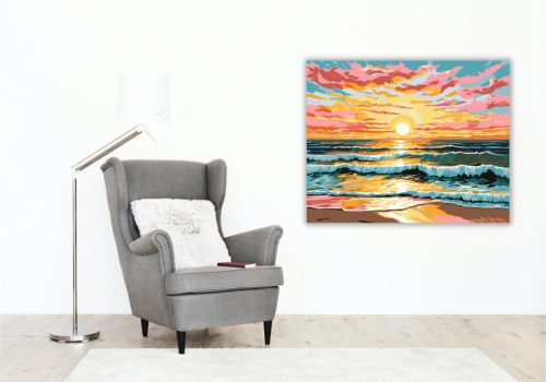 Naplemente Tengerparti Harmóniája - számfestő készlet - Számfestő.hu - 50×60cm - keretre feszítve