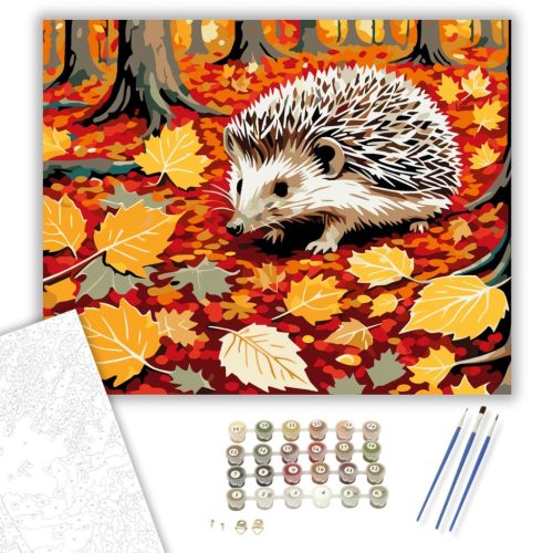 Őszi Erdő Lakója - számfestő készlet - Számfestő.hu - 80×100cm - keretre feszítve