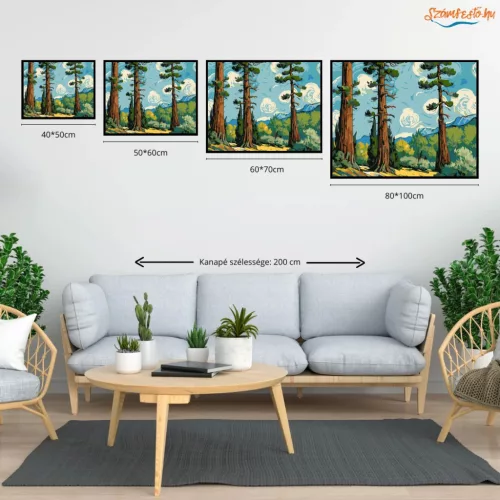 Fenyvesek Szimfóniája - számfestő készlet - Számfestő.hu - 50×60cm - Keret nélkül