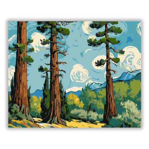 Fenyvesek Szimfóniája - számfestő készlet - Számfestő.hu - 60×70cm - Keret nélkül