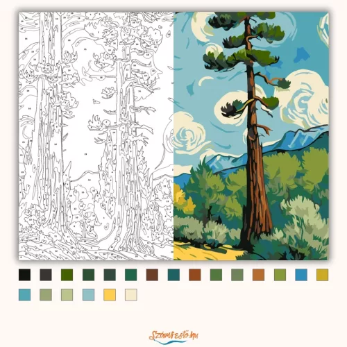 Fenyvesek Szimfóniája - számfestő készlet - Számfestő.hu - 80×100cm - Keret nélkül