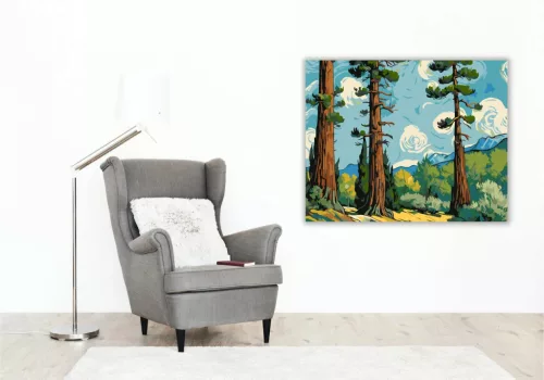 Fenyvesek Szimfóniája - számfestő készlet - Számfestő.hu - 40×50cm - Keret nélkül