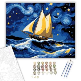 Csillagos Éjszakai Hajózás - számfestő készlet - Számfestő.hu - 40×50cm - keret nélkül