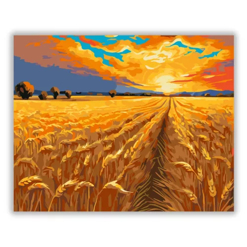 Aranyló Búzamezők Szépsége - számfestő készlet - Számfestő.hu - 80×100cm - Keret nélkül