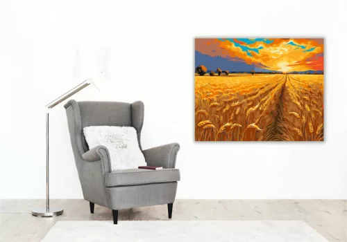 Aranyló Búzamezők Szépsége - számfestő készlet - Számfestő.hu - 80×100cm - Keret nélkül