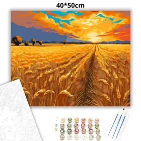 Aranyló Búzamezők Szépsége - számfestő készlet - Számfestő.hu - 40×50cm - Keret nélkül