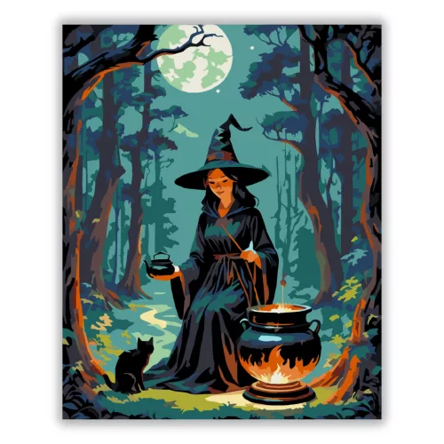 Az erdő boszorkánya - számfestő készlet - Számfestő.hu - 60×70cm - Keretre feszítve