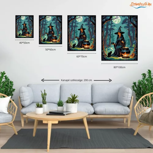 Az erdő boszorkánya - számfestő készlet - Számfestő.hu - 80×100cm - Keret nélkül