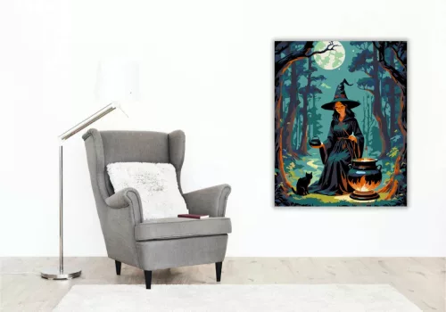 Az erdő boszorkánya - számfestő készlet - Számfestő.hu - 80×100cm - Keretre feszítve