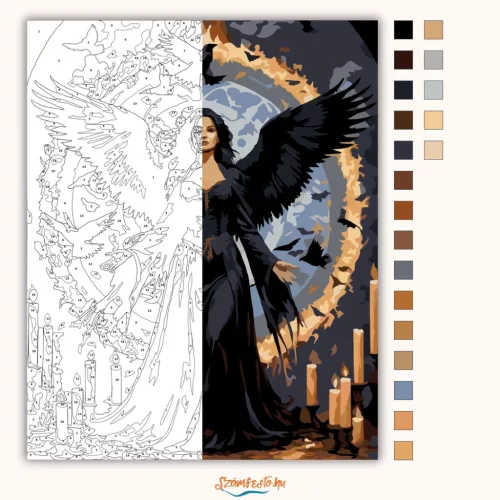 A varjak úrnője - számfestő készlet - Számfestő.hu - 40×50cm - Keretre feszítve