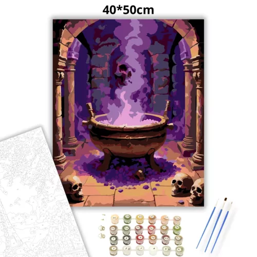 Boszorkányüst - számfestő készlet - Számfestő.hu - 40×50cm - Keretre feszítve