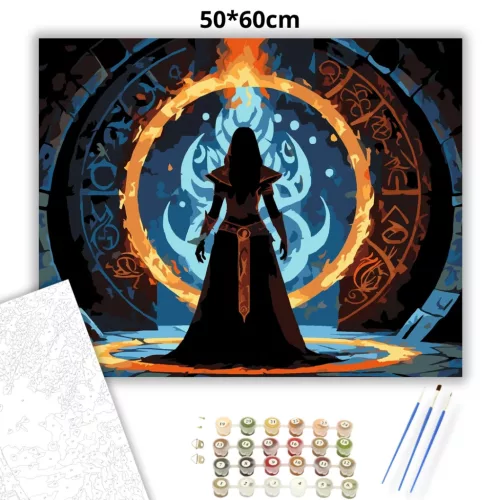 Sejtelmes varázslónő - számfestő készlet - Számfestő.hu - 50×60cm - Keretre feszítve
