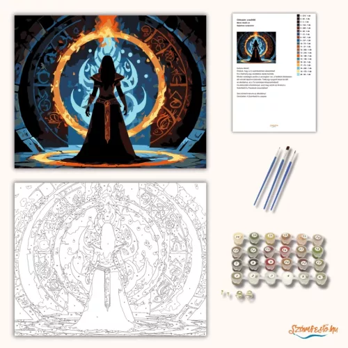 Sejtelmes varázslónő - számfestő készlet - Számfestő.hu - 40×50cm - Keretre feszítve