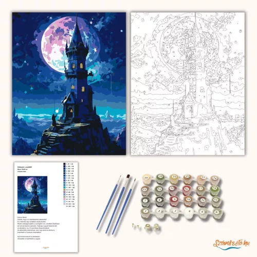 Varázsló háza - számfestő készlet - Számfestő.hu - 50×60cm - Keret nélkül