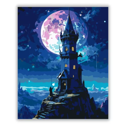Varázsló háza - számfestő készlet - Számfestő.hu - 50×60cm - Keretre feszítve