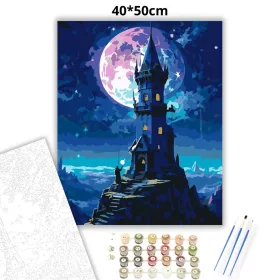 Varázsló háza - számfestő készlet - Számfestő.hu - 40×50cm - Keret nélkül