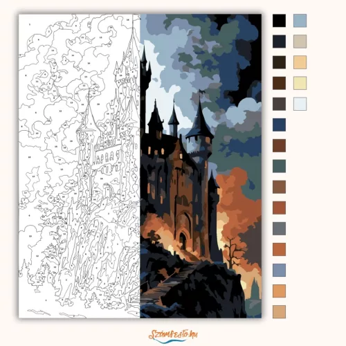 Mágikus kastély - számfestő készlet - Számfestő.hu - 50×60cm - Keret nélkül