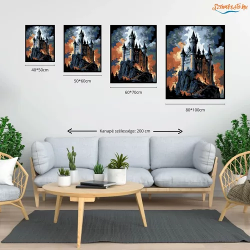 Mágikus kastély - számfestő készlet - Számfestő.hu - 50×60cm - Keretre feszítve