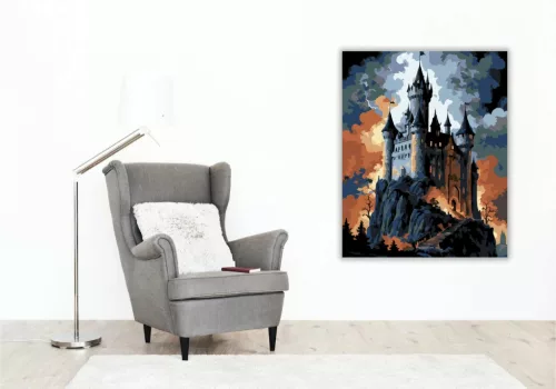 Mágikus kastély - számfestő készlet - Számfestő.hu - 50×60cm - Keretre feszítve