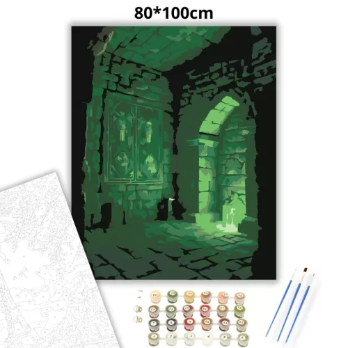 Sejtelmes varázskamra - számfestő készlet - Számfestő.hu - 80×100cm - Keret nélkül