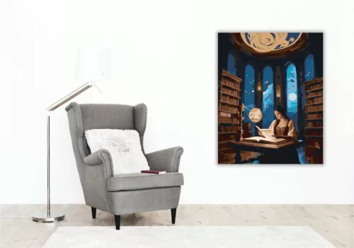 Holdfény könyvtár - számfestő készlet - Számfestő.hu - 50×60cm - Keret nélkül