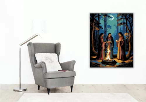 Tűz körüli idézés - számfestő készlet - Számfestő.hu - 40×50cm - Keretre feszítve