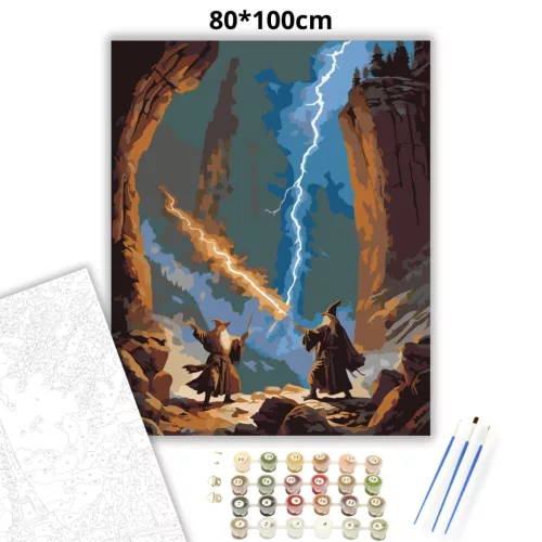 Feszült varázslópárbaj - számfestő készlet - Számfestő.hu - 80×100cm - Keret nélkül