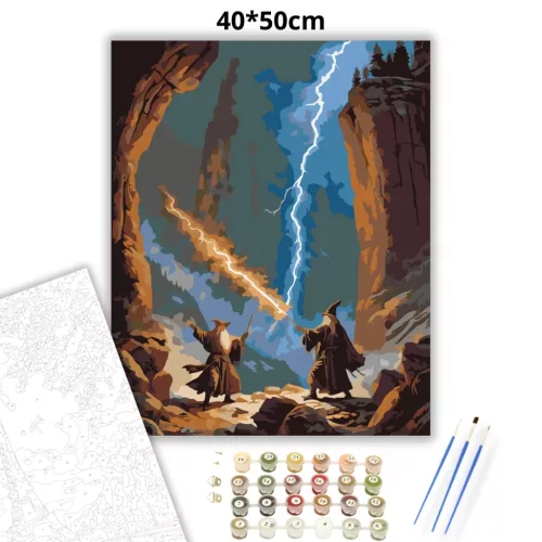 Feszült varázslópárbaj - számfestő készlet - Számfestő.hu - 40×50cm - Keretre feszítve