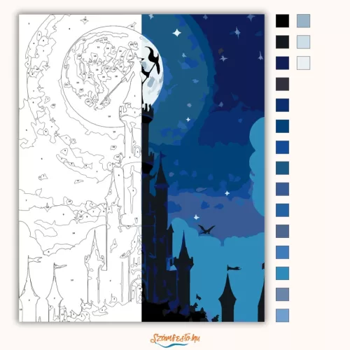 Telihold boszorkánya - számfestő készlet - Számfestő.hu - 50×60cm - Keret nélkül