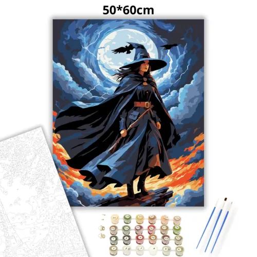 Viharos boszorkány - számfestő készlet - Számfestő.hu - 50×60cm - Keret nélkül