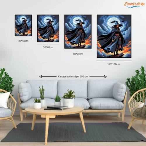 Viharos boszorkány - számfestő készlet - Számfestő.hu - 60×70cm - Keretre feszítve