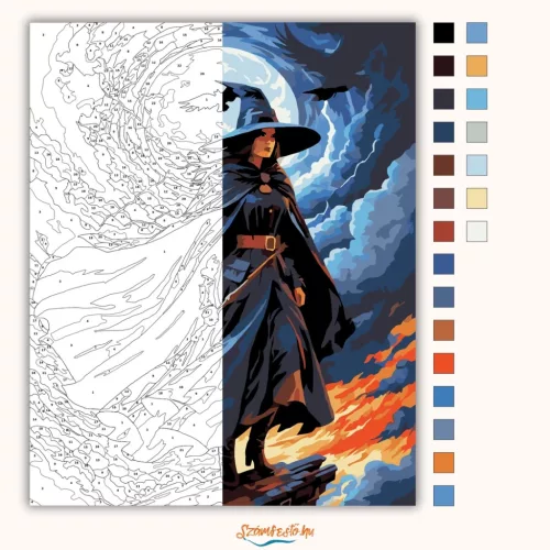 Viharos boszorkány - számfestő készlet - Számfestő.hu - 40×50cm - Keret nélkül