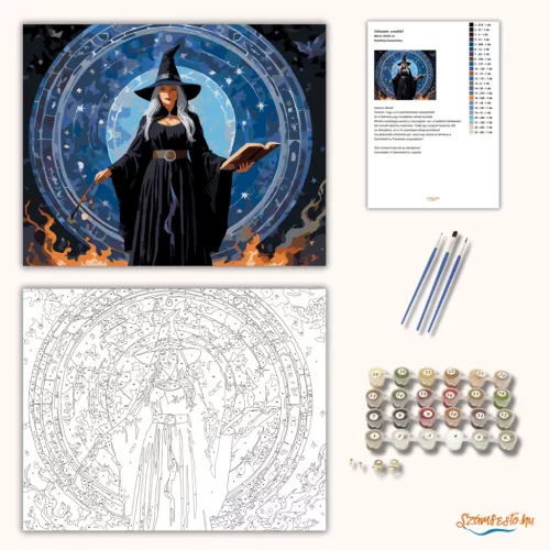 Ezüsthajú boszorkány - számfestő készlet - Számfestő.hu - 60×70cm - Keret nélkül