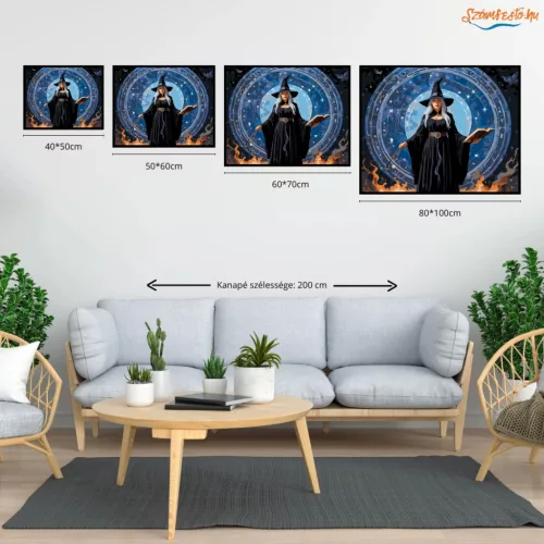 Ezüsthajú boszorkány - számfestő készlet - Számfestő.hu - 80×100cm - Keret nélkül
