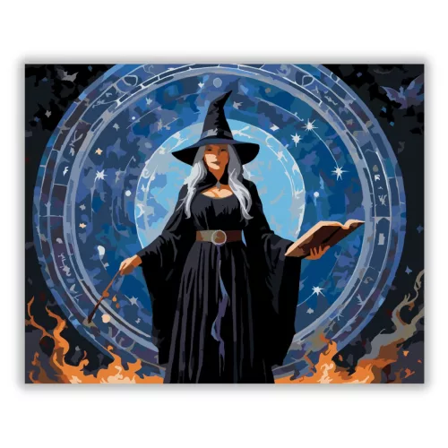 Ezüsthajú boszorkány - számfestő készlet - Számfestő.hu - 80×100cm - Keret nélkül