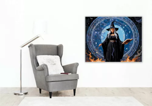 Ezüsthajú boszorkány - számfestő készlet - Számfestő.hu - 80×100cm - Keret nélkül