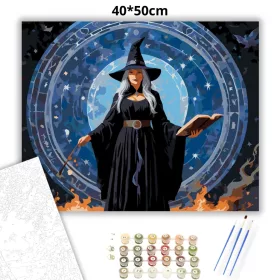 Ezüsthajú boszorkány - számfestő készlet - Számfestő.hu - 40×50cm - Keret nélkül