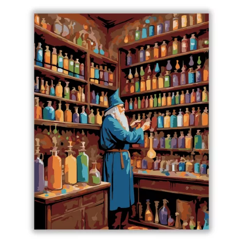 Alkimista műhely - számfestő készlet - Számfestő.hu - 80×100cm - Keret nélkül