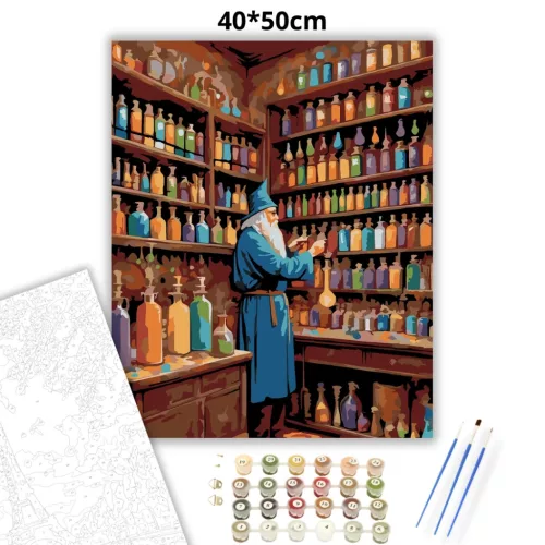 Alkimista műhely - számfestő készlet - Számfestő.hu - 40×50cm - Keretre feszítve