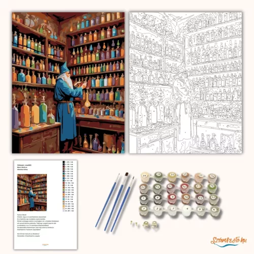 Alkimista műhely - számfestő készlet - Számfestő.hu - 40×50cm - Keretre feszítve