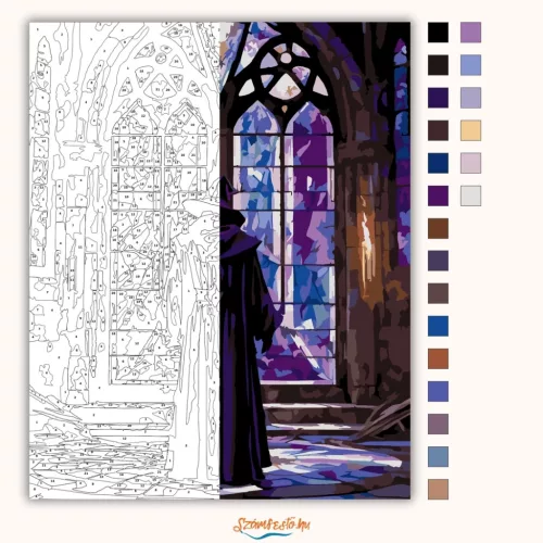 Sötét szertartás - számfestő készlet - Számfestő.hu - 50×60cm - Keretre feszítve