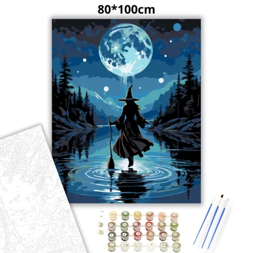 Tó feletti lebegés - számfestő készlet - Számfestő.hu - 80×100cm - Keretre feszítve