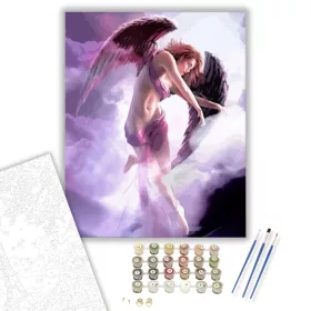 Lila angyal - számfestő készlet - Számfestő.hu - 40×50cm - keret nélkül