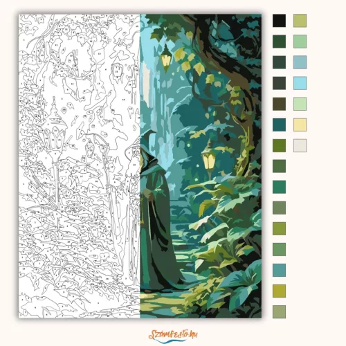 Erdei varázsló - számfestő készlet - Számfestő.hu - 50×60cm - Keretre feszítve