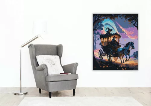 Mesés boszorkányhintó - számfestő készlet - Számfestő.hu - 80×100cm - Keretre feszítve