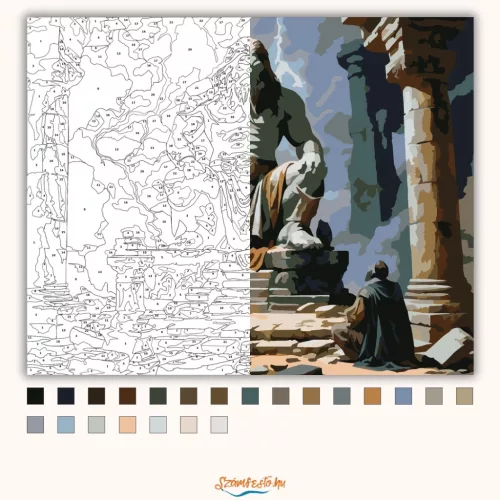 Viharos kőóriás - számfestő készlet - Számfestő.hu - 50×60cm - Keret nélkül