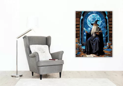 Szakállas varázsló - számfestő készlet - Számfestő.hu - 50×60cm - Keret nélkül
