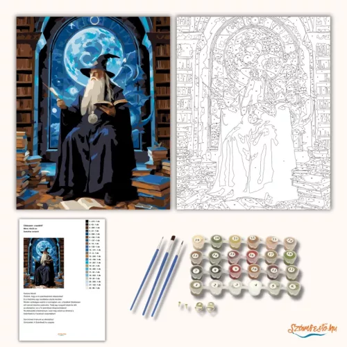 Szakállas varázsló - számfestő készlet - Számfestő.hu - 40×50cm - Keretre feszítve