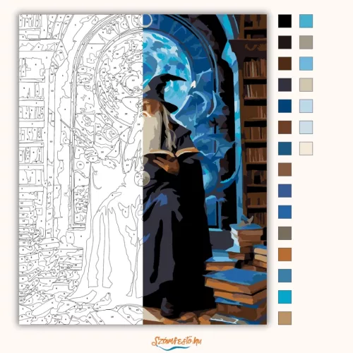 Szakállas varázsló - számfestő készlet - Számfestő.hu - 40×50cm - Keret nélkül