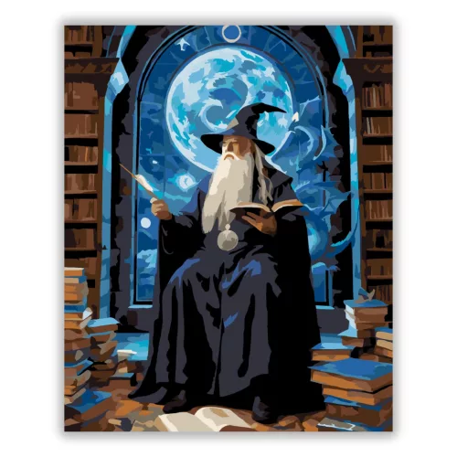 Szakállas varázsló - számfestő készlet - Számfestő.hu - 40×50cm - Keret nélkül